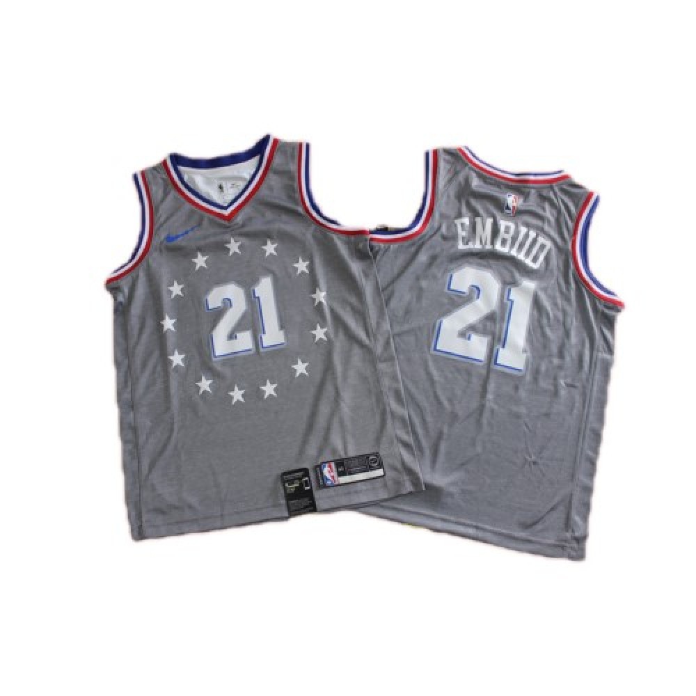 Men's Philadelphia 76ers Joel Embiid #21 Gray Swingman Jersey - City Edition-Pro Kit Vault | Brand New 26/27 Sports Jerseys